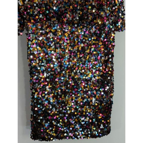 Boston Proper Women Sequin Cold Shoulder Mini Dress Size 2 NWT NYE Party Holiday - Picture 8 of 12
